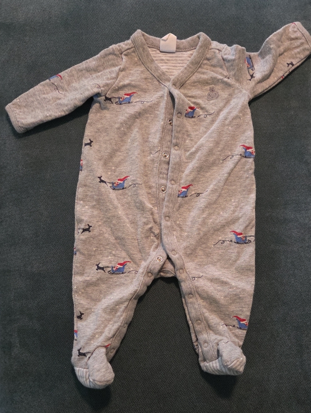 GAP Grey Baby One-Piece Footed Sleeper with Sled Print